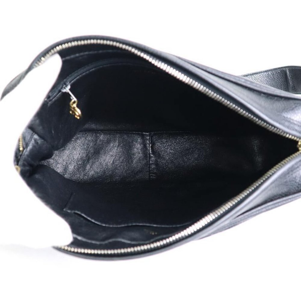 Auth CHANEL Triple CC Logo Crossbody Shoulder Bag Black Leather/Goldtone - Picture 8 of 13